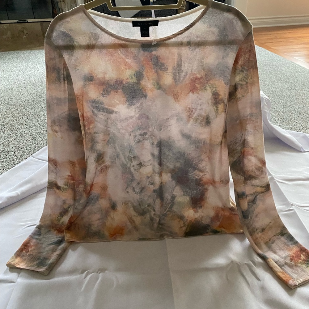 ST JOHN tie-dye scoop print sweater